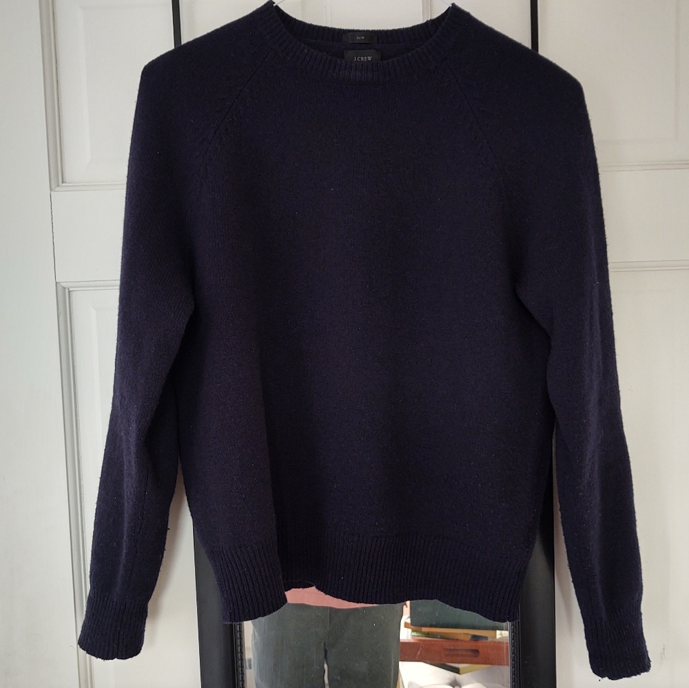 J. Crew Slim Lambswool Navy Blue Sweater